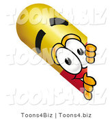 Illustration of a Medical Pill Capsule Mascot Peeking Around a Corner by Toons4Biz