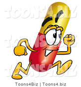 Illustration of a Medical Pill Capsule Mascot Running by Mascot Junction