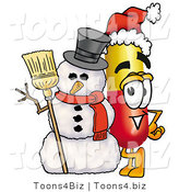 Illustration of a Medical Pill Capsule Mascot with a Snowman on Christmas by Toons4Biz
