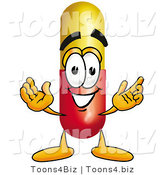 Illustration of a Medical Pill Capsule Mascot with Welcoming Open Arms by Toons4Biz
