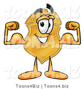 Illustration of a Police Badge Mascot Flexing His Arm Muscles by Mascot Junction