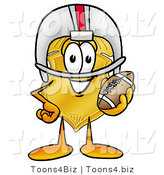 Illustration of a Police Badge Mascot in a Helmet, Holding a Football by Mascot Junction