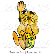 Illustration of a Police Badge Mascot Plugging His Nose While Jumping into Water by Mascot Junction