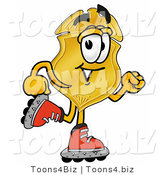 Illustration of a Police Badge Mascot Roller Blading on Inline Skates by Mascot Junction