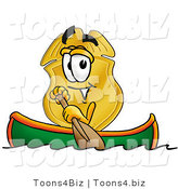 Illustration of a Police Badge Mascot Rowing a Boat by Mascot Junction