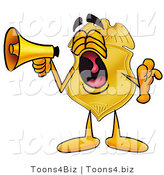 Illustration of a Police Badge Mascot Screaming into a Megaphone by Mascot Junction