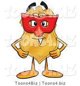 Illustration of a Police Badge Mascot Wearing a Red Mask over His Face by Mascot Junction
