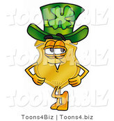 Illustration of a Police Badge Mascot Wearing a Saint Patricks Day Hat with a Clover on It by Mascot Junction