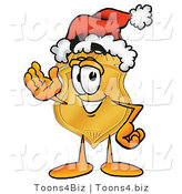 Illustration of a Police Badge Mascot Wearing a Santa Hat and Waving by Mascot Junction