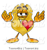 Illustration of a Police Badge Mascot with His Heart Beating out of His Chest by Mascot Junction