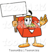 Illustration of a Red Cartoon Telephone Mascot Holding a Blank Sign by Mascot Junction