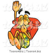 Illustration of a Red Cartoon Telephone Mascot Plugging His Nose While Jumping into Water by Mascot Junction