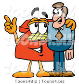 Illustration of a Red Cartoon Telephone Mascot Talking to a Business Man by Toons4Biz