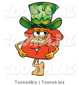 Illustration of a Red Cartoon Telephone Mascot Wearing a Saint Patricks Day Hat with a Clover on It by Mascot Junction