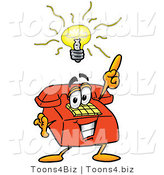 Illustration of a Red Cartoon Telephone Mascot with a Bright Idea by Mascot Junction