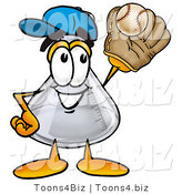 Illustration of a Science Beaker Mascot Catching a Baseball with a Glove by Mascot Junction