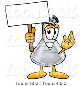 Illustration of a Science Beaker Mascot Holding a Blank Sign by Mascot Junction