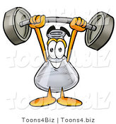 Illustration of a Science Beaker Mascot Holding a Heavy Barbell Above His Head by Mascot Junction