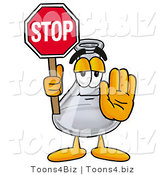 Illustration of a Science Beaker Mascot Holding a Stop Sign by Mascot Junction
