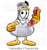 Illustration of a Science Beaker Mascot Holding a Telephone by Mascot Junction