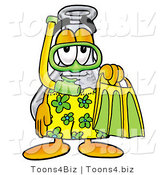 Illustration of a Science Beaker Mascot in Green and Yellow Snorkel Gear by Mascot Junction