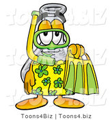 Illustration of a Science Beaker Mascot in Green and Yellow Snorkel Gear by Toons4Biz
