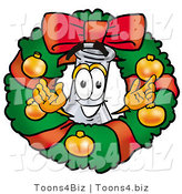 Illustration of a Science Beaker Mascot in the Center of a Christmas Wreath by Mascot Junction