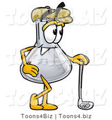 Illustration of a Science Beaker Mascot Leaning on a Golf Club While Golfing by Mascot Junction