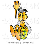 Illustration of a Science Beaker Mascot Plugging His Nose While Jumping into Water by Mascot Junction