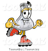 Illustration of a Science Beaker Mascot Roller Blading on Inline Skates by Toons4Biz