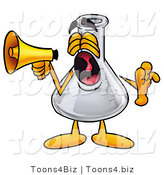 Illustration of a Science Beaker Mascot Screaming into a Megaphone by Mascot Junction