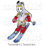 Illustration of a Science Beaker Mascot Skiing Downhill by Mascot Junction