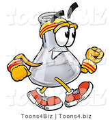Illustration of a Science Beaker Mascot Speed Walking or Jogging by Mascot Junction