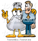 Illustration of a Science Beaker Mascot Talking to a Business Man by Mascot Junction