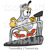 Illustration of a Science Beaker Mascot Walking on a Treadmill in a Fitness Gym by Mascot Junction