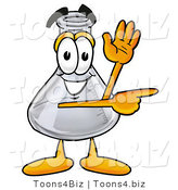 Illustration of a Science Beaker Mascot Waving and Pointing by Mascot Junction