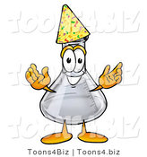 Illustration of a Science Beaker Mascot Wearing a Birthday Party Hat by Mascot Junction