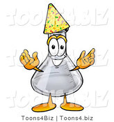 Illustration of a Science Beaker Mascot Wearing a Birthday Party Hat by Toons4Biz