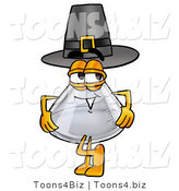 Illustration of a Science Beaker Mascot Wearing a Pilgrim Hat on Thanksgiving by Mascot Junction