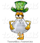 Illustration of a Science Beaker Mascot Wearing a Saint Patricks Day Hat with a Clover on It by Mascot Junction