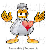 Illustration of a Science Beaker Mascot with His Heart Beating out of His Chest by Mascot Junction