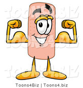 Illustration of an Adhesive Bandage Mascot Flexing His Arm Muscles by Toons4Biz