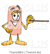 Illustration of an Adhesive Bandage Mascot Holding a Pointer Stick by Mascot Junction
