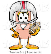 Illustration of an Adhesive Bandage Mascot in a Helmet, Holding a Football by Toons4Biz