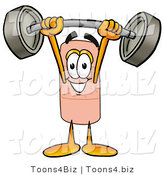 Illustration of an Adhesive Bandage Mascot Lifting a Heavy Barbell by Mascot Junction