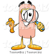 Illustration of an Adhesive Bandage Mascot Looking Through a Magnifying Glass by Mascot Junction