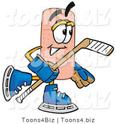 Illustration of an Adhesive Bandage Mascot Playing Ice Hockey by Mascot Junction
