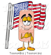 Illustration of an Adhesive Bandage Mascot Pledging Allegiance to an American Flag by Mascot Junction