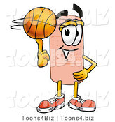 Illustration of an Adhesive Bandage Mascot Spinning a Basketball on His Finger by Mascot Junction