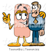 Illustration of an Adhesive Bandage Mascot Talking to a Business Man by Mascot Junction